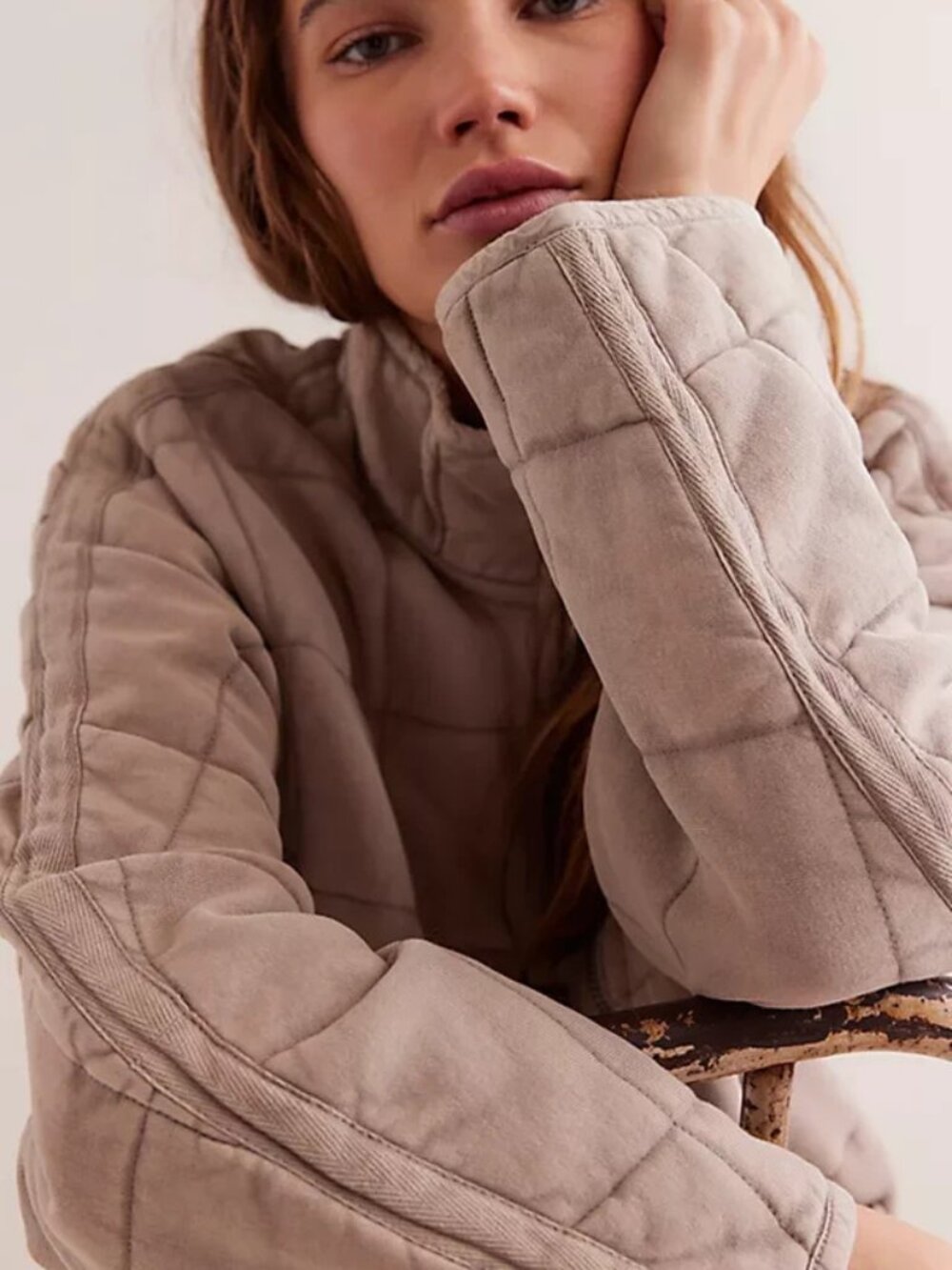 Free People Dolman Quilted Knit Jacket Oversized Front Zip Long Sleeve XS